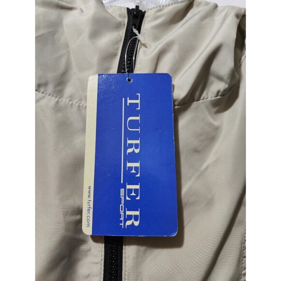 Turfer Sport Men's Beige Logo Embroidered Hooded Windbreaker Size XL - Picture 4 of 5